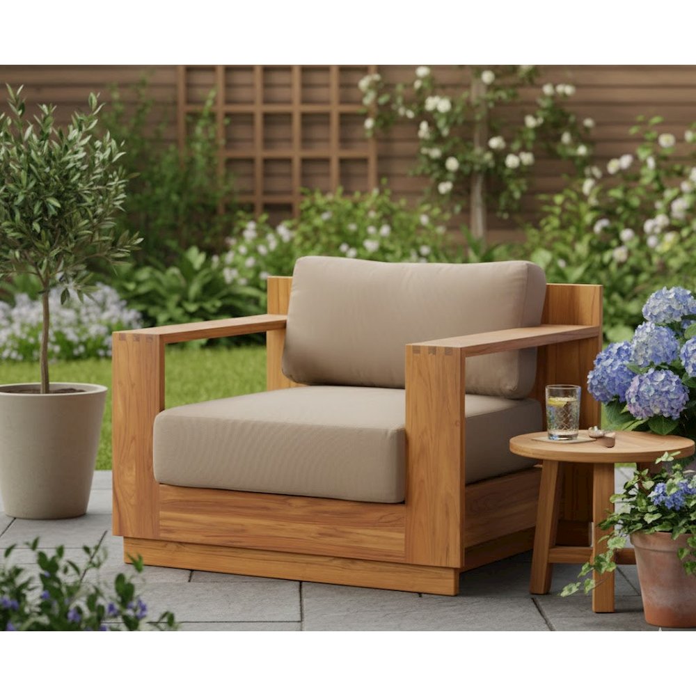Imperial Grove Outdoor Solid Teak Wood Armchair. Picture 4