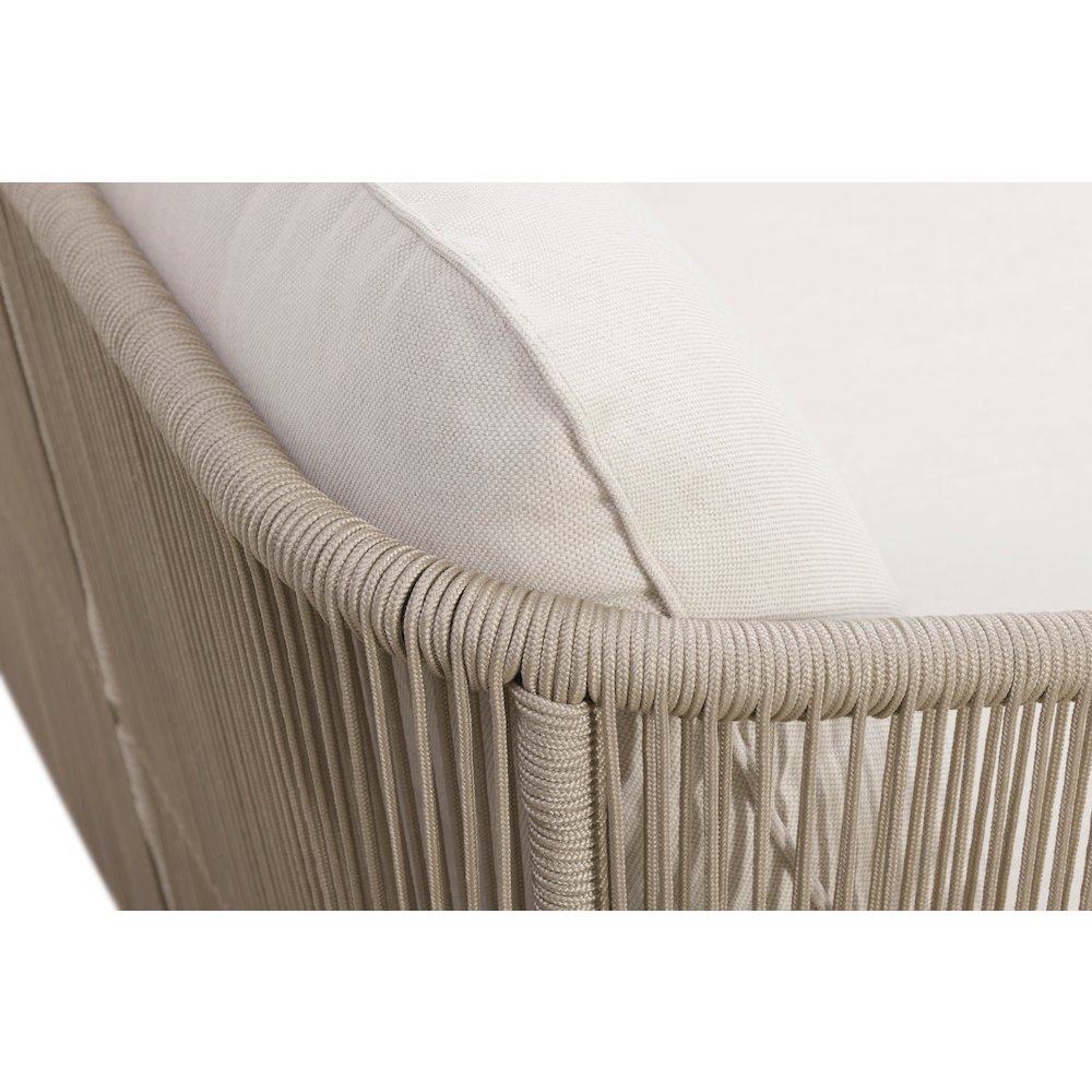 Alpine Teak Wood Outdoor Sofa with Biege Rope Design. Picture 5