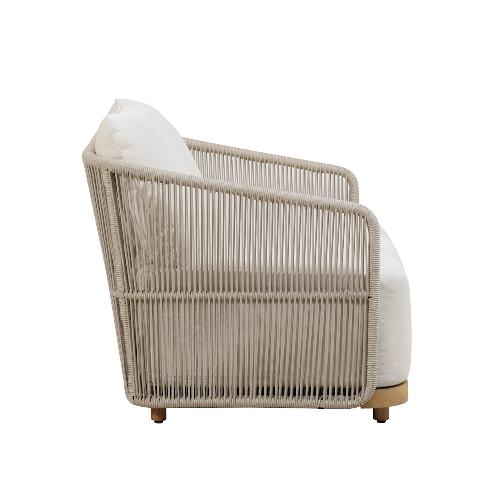 Alpine Teak Wood Outdoor Arm Chair with Biege Rope Design. Picture 2
