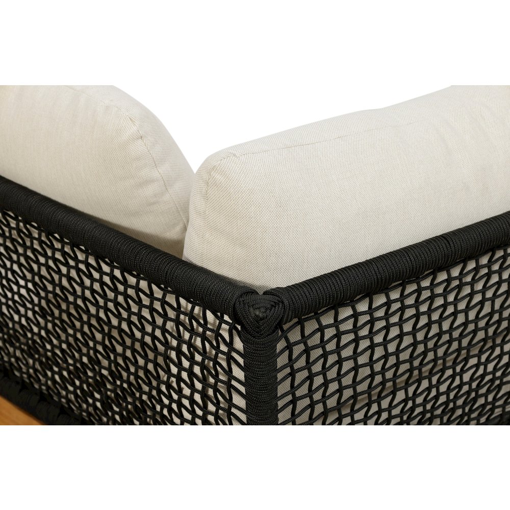 Cypress Teak Wood Sofa with Black Color Rope Design. Picture 3