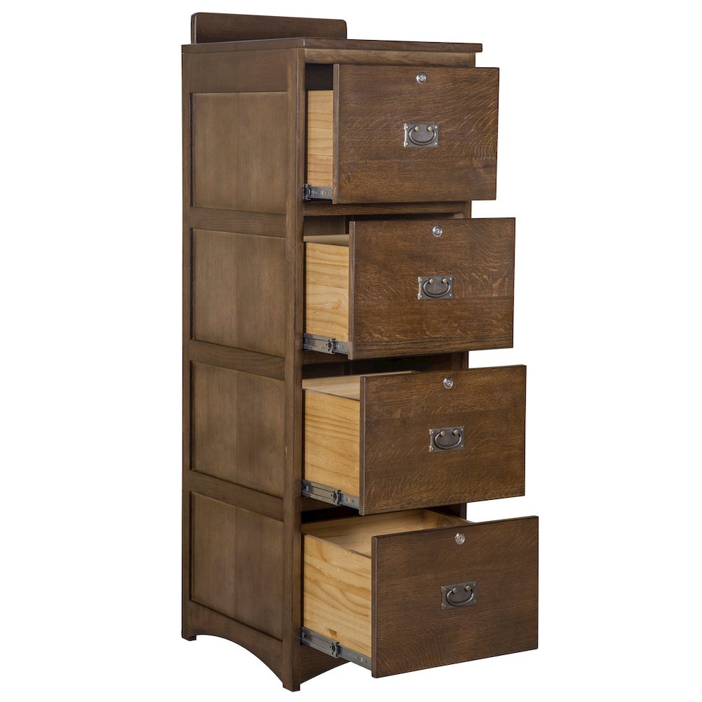 Mission Solid Oak 4 Drawer File Cabinet - Walnut. Picture 3
