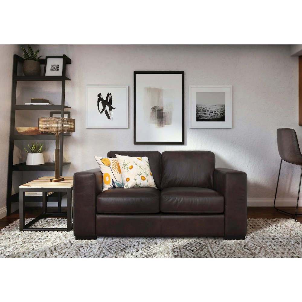 Argento Leather Love Seat - Dark Brown. Picture 2