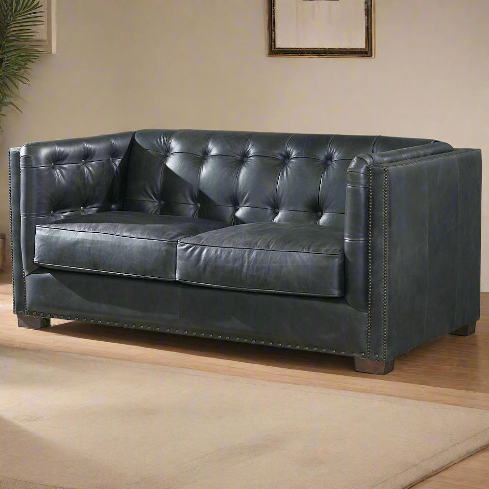 Tuxedo Leather Love Seat - Slate. Picture 2
