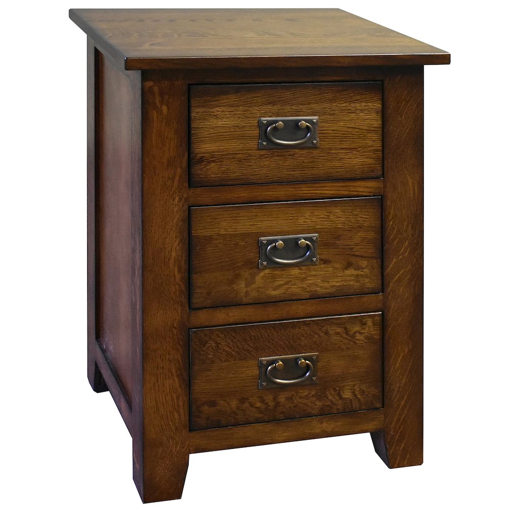Mission Quarter Sawn Oak 3 Drawer Nightstand - Michael's Cherry. Picture 1