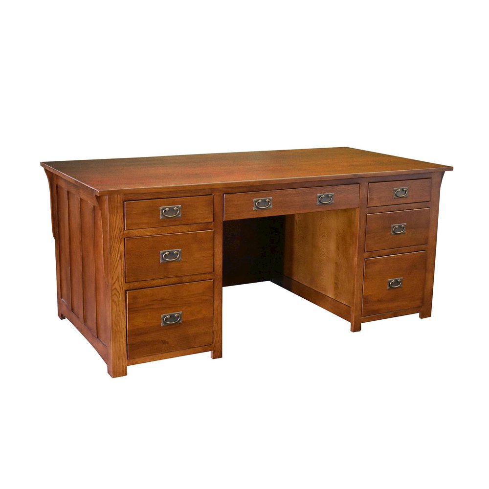 Mission Library Desk With File Cabinet Drawers - Michael's Cherry. Picture 1