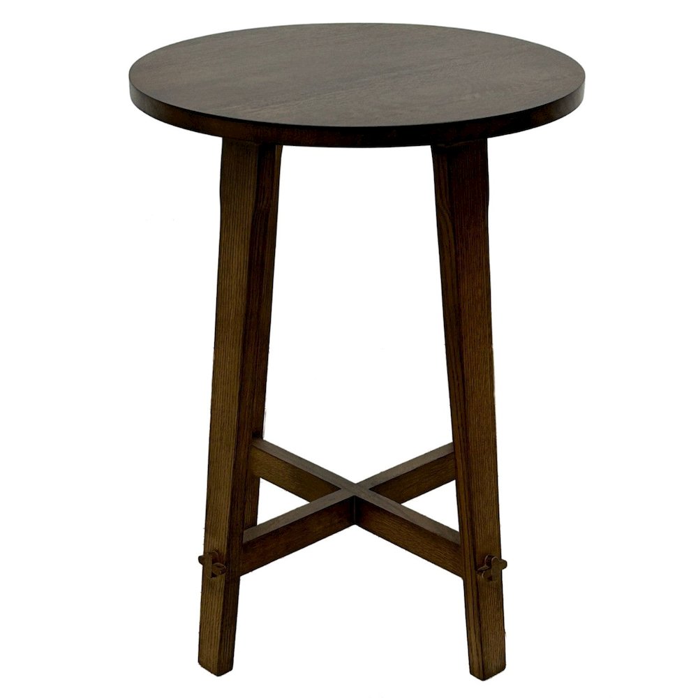 Arts and Crafts / Mission Style Oak Round End Table - Walnut. Picture 2