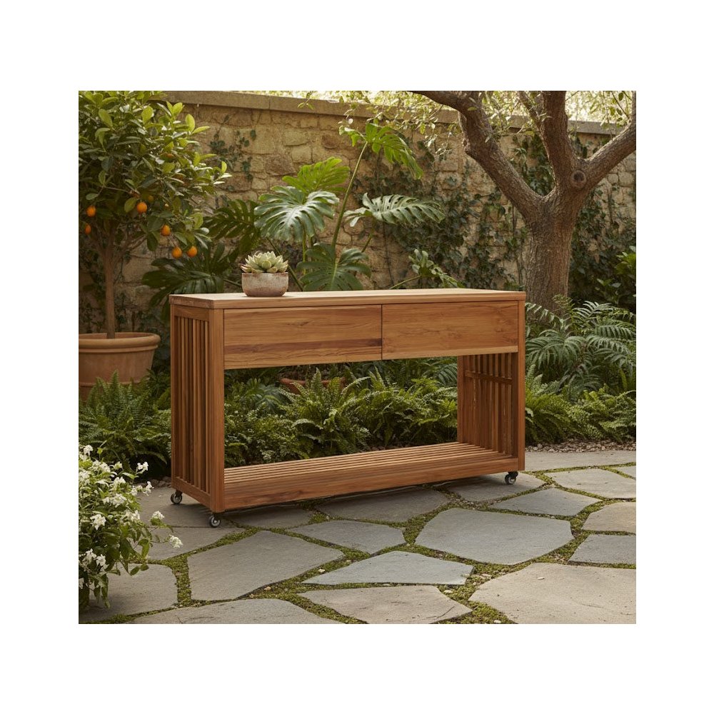Imperial Grove Outdoor Solid Teak Wood Kitchen Island. Picture 2