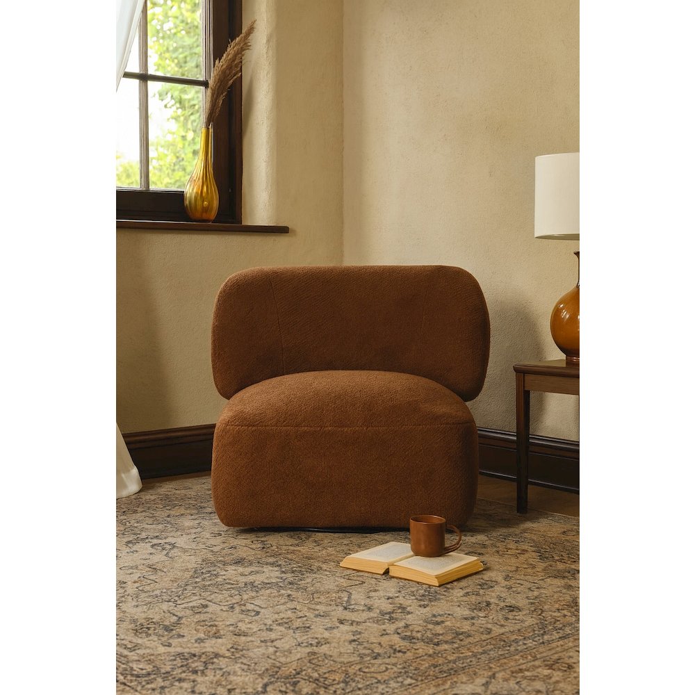 Forma Mid-Century Modern Swivel Livingroom Chair - Brown. Picture 4