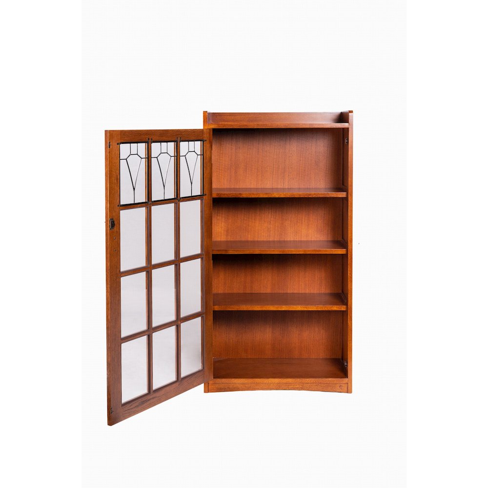 Mission Leaded Glass Bookcase with Lock & Key - Michael's Cherry. Picture 5