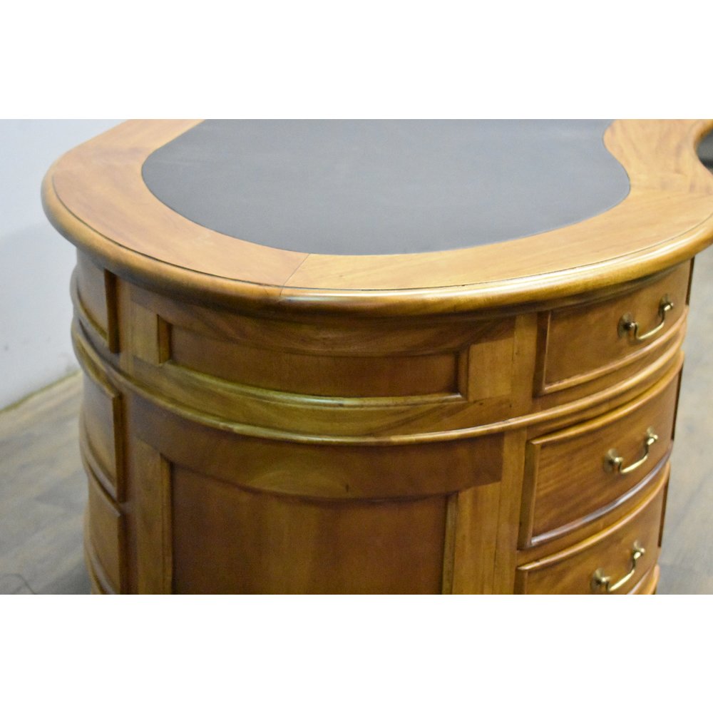 Legacy Mahogany Wood Leather Top Kidney Desk - Light Brown Walnut. Picture 3