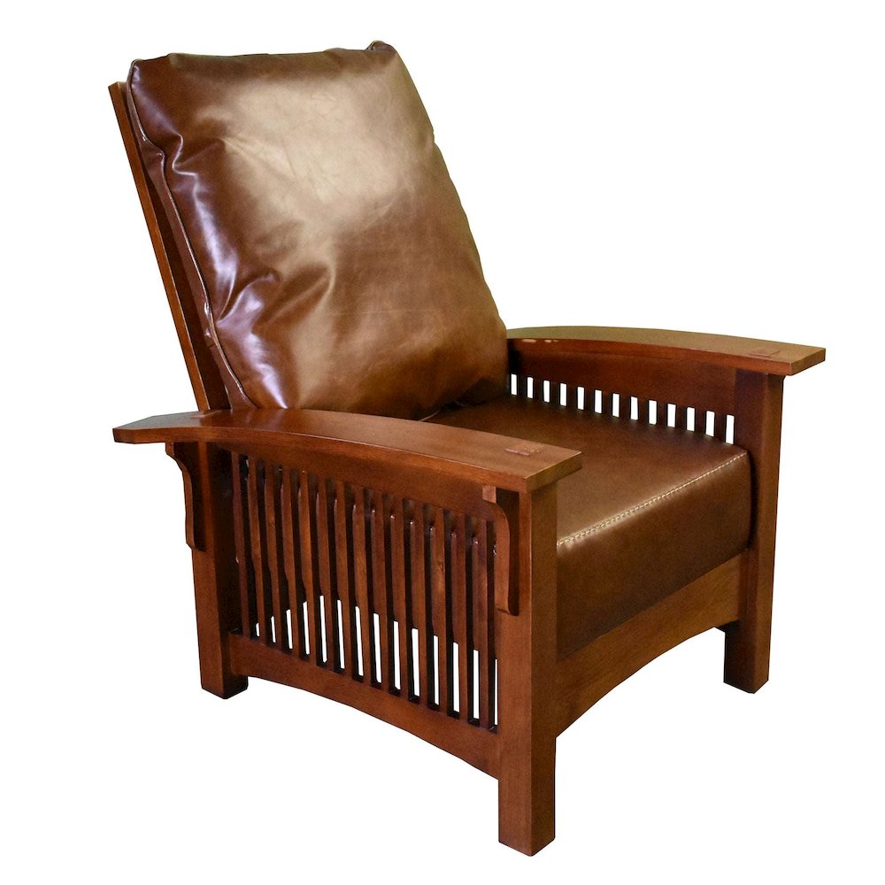 Craftsman / Mission Morris Arm Chair and Ottoman Set - Chestnut. Picture 1