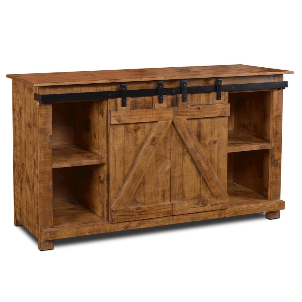 Westgate 60" Sliding Barn Door TV Stand - Light Brown. Picture 1