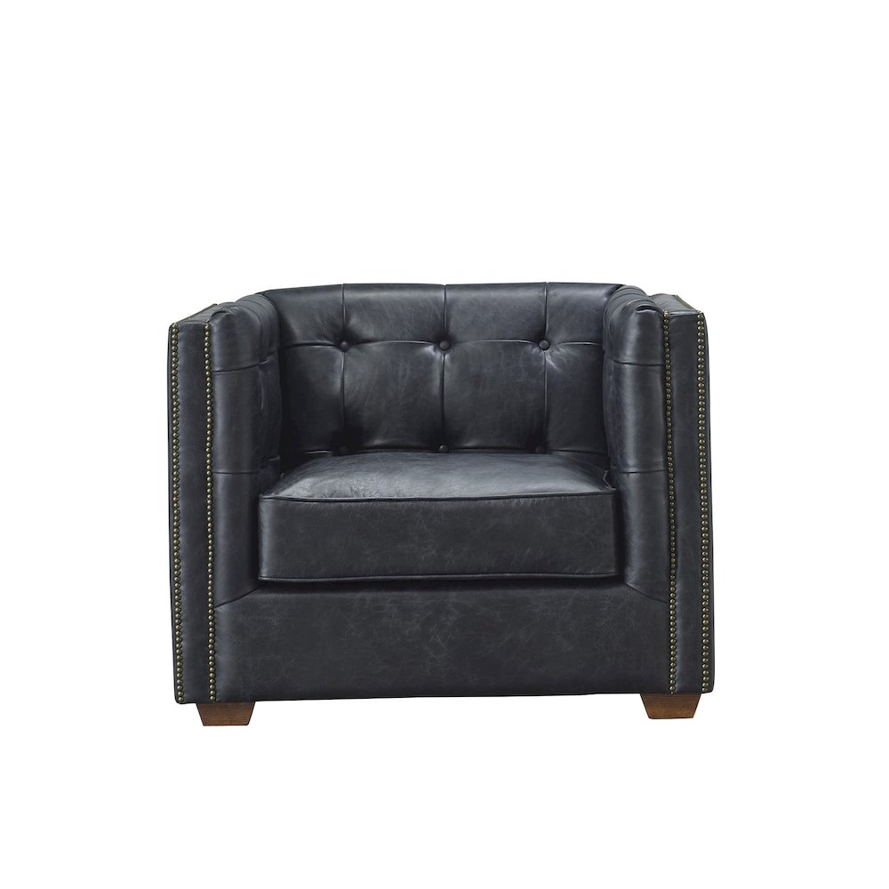 Tuxedo Leather Arm Chair - Slate. Picture 2