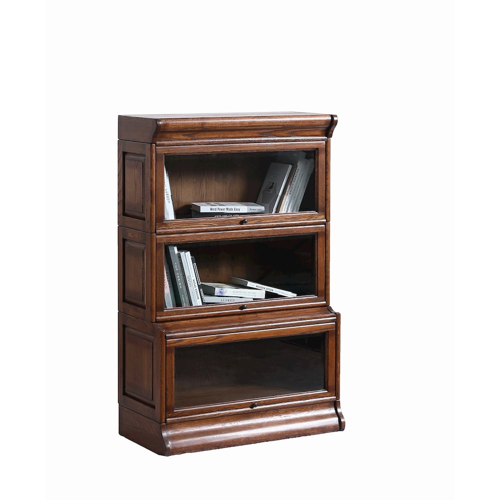 Mission 3 Stack Oak Barrister Bookcase - Beveled Glass - Walnut. Picture 2