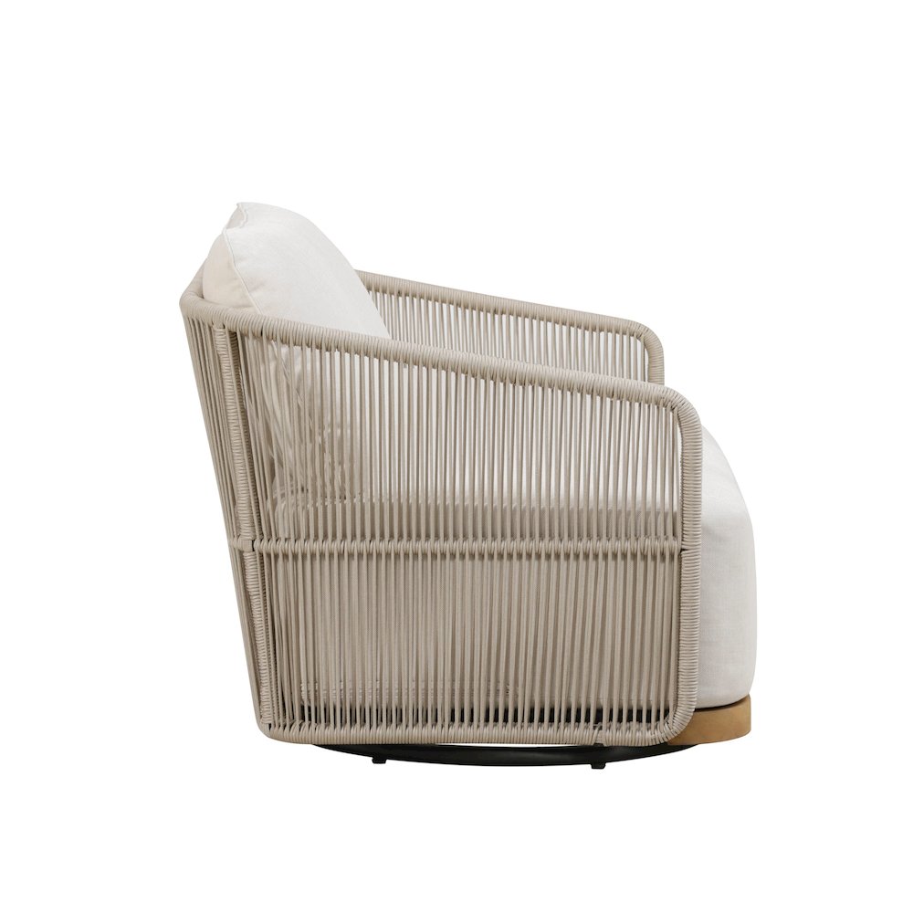 Alpine Teak Wood Modern Swivel Outdoor Arm Chair – Beige. Picture 6