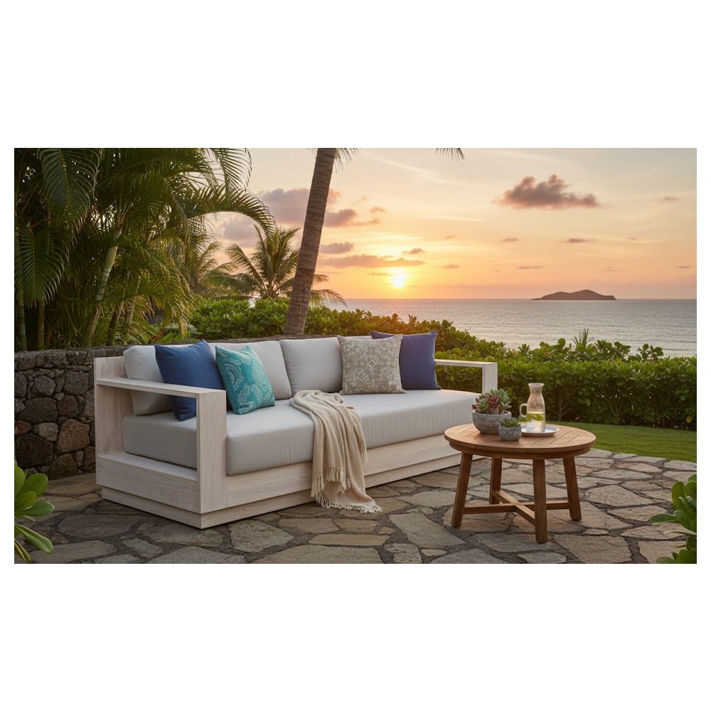 Imperial Grove Outdoor Teak Natural Finish Sofa - 84". Picture 4
