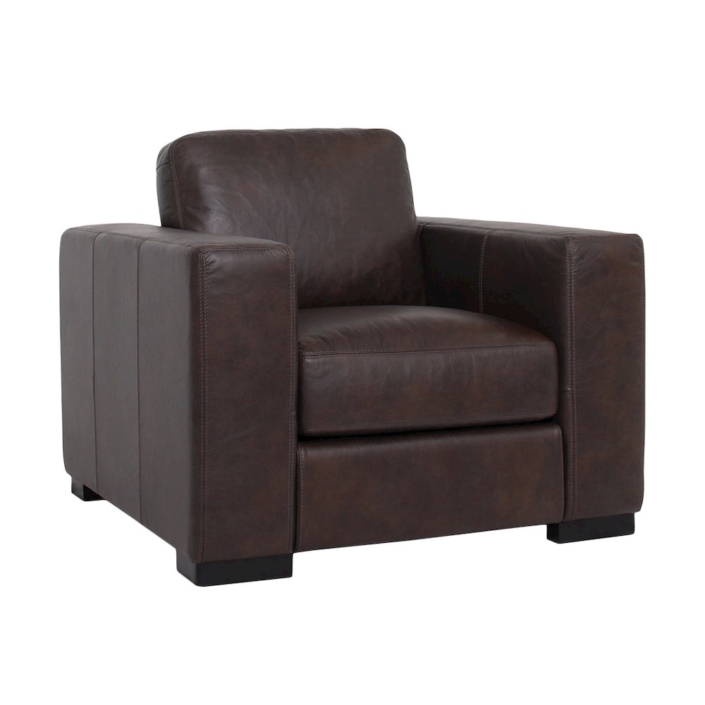 Argento Top Grain Leather Arm Chair - Brown. Picture 1