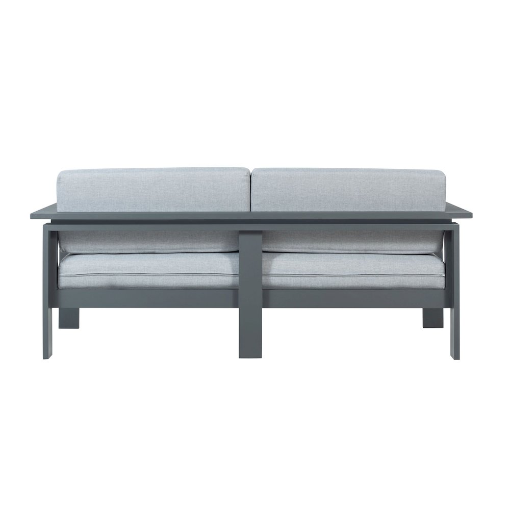 Sardinia Aluminum Frame Outdoor 74" Love seat / Sofa - Gray Cushions. Picture 3