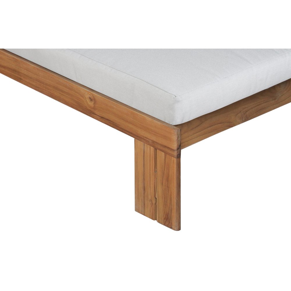 Paradiso Outdoor Teak Chaise - Light Gray Fabric. Picture 3