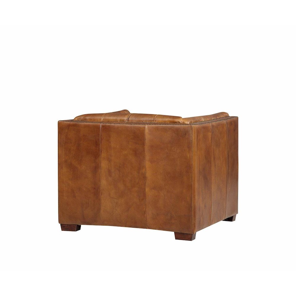 Tuxedo Leather Arm Chair - Light Brown. Picture 3
