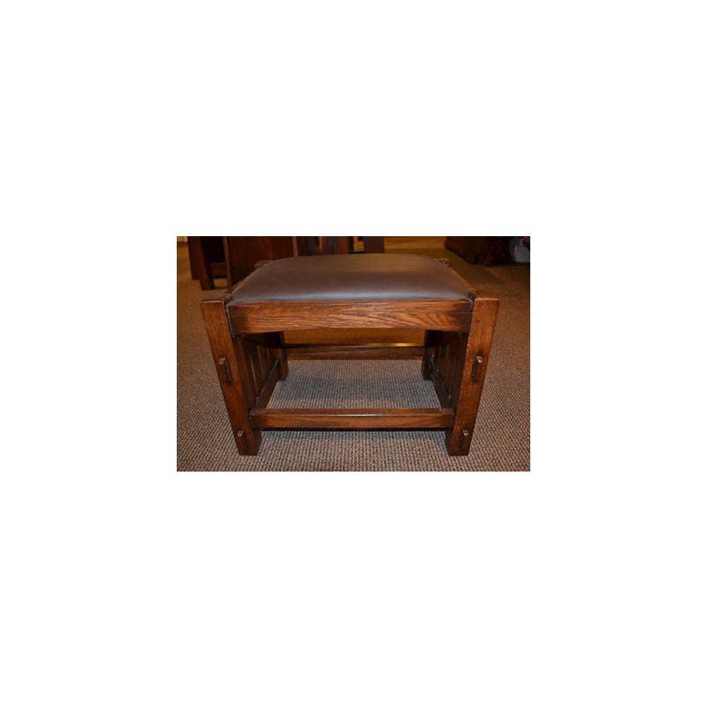 Mission Oak Foot Stool - Wide Spindles - Walnut. Picture 2