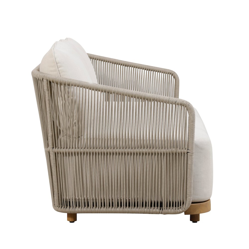 Alpine Teak Wood Outdoor Sofa with Biege Rope Design. Picture 4