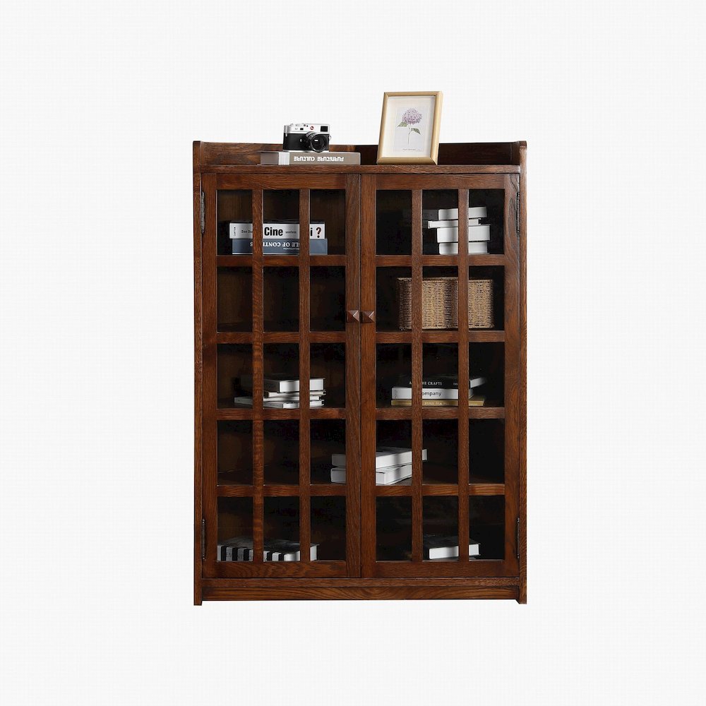 Mission Oak Corner Bookcase / Cabinet - Walnut. Picture 1