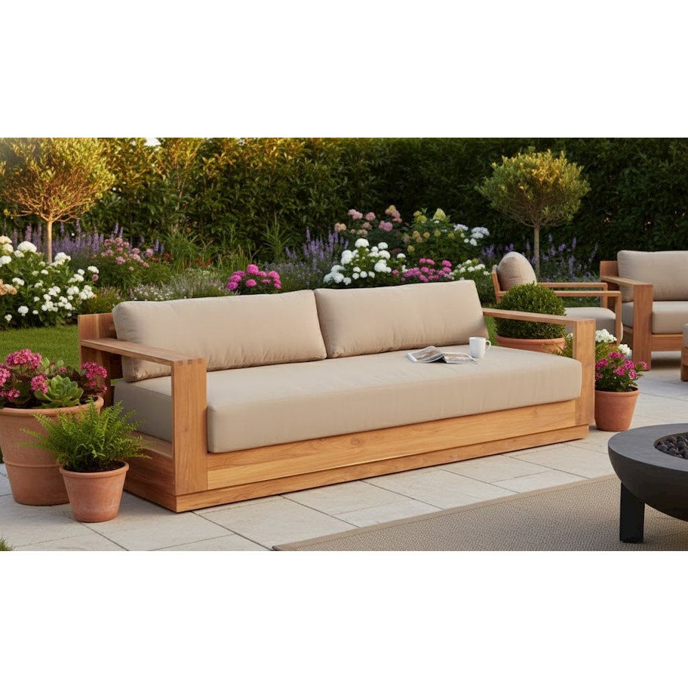 Imperial Grove Outdoor Teak Wood Sofa - 84". Picture 4