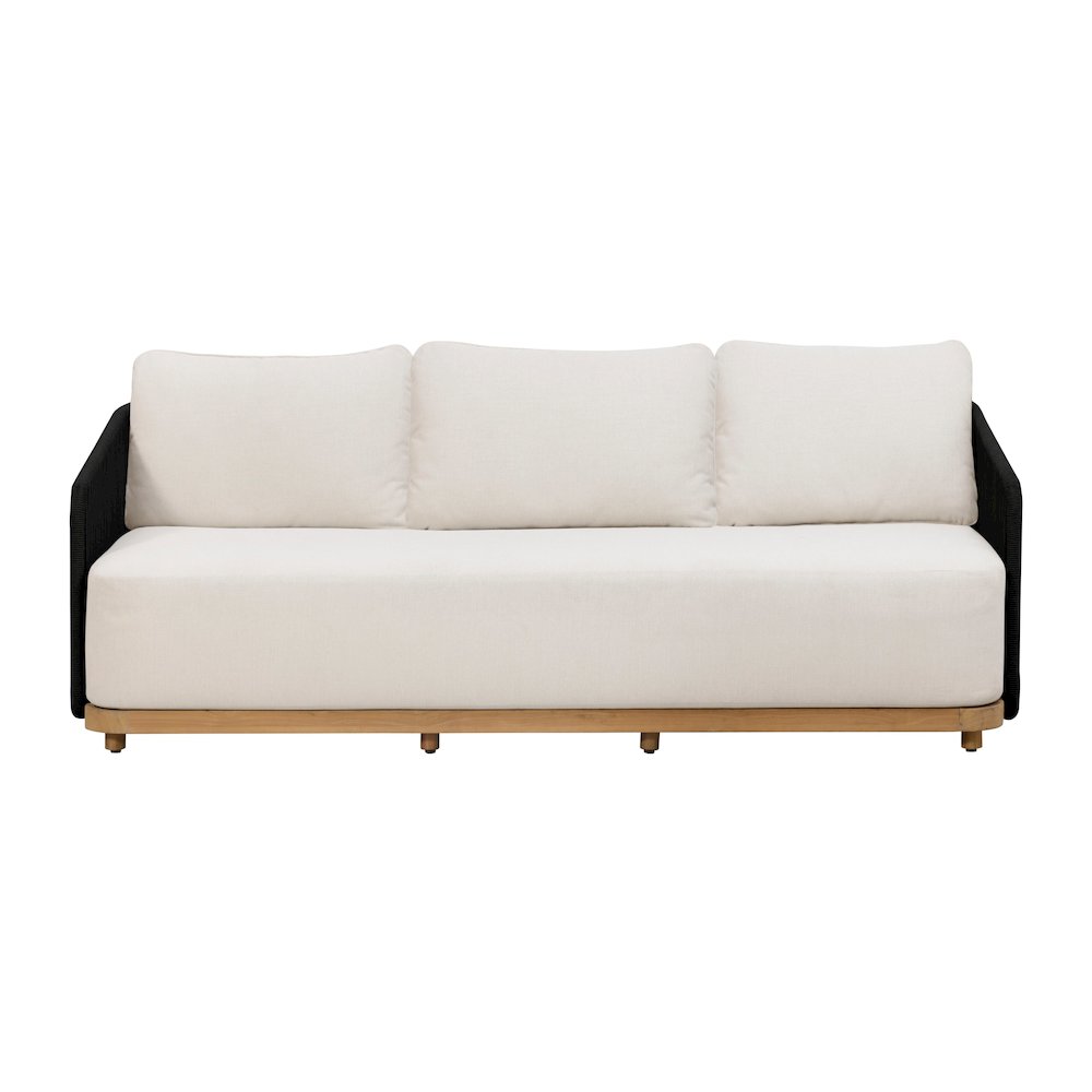 Alpine Teak Wood Outdoor Sofa with Black Rope Design. Picture 3