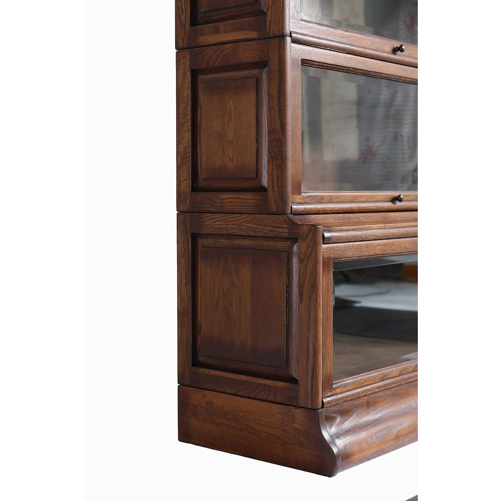 Mission Style Oak Barrister Bookcase 5 Stack-Leaded Glass in Walnut. Picture 3