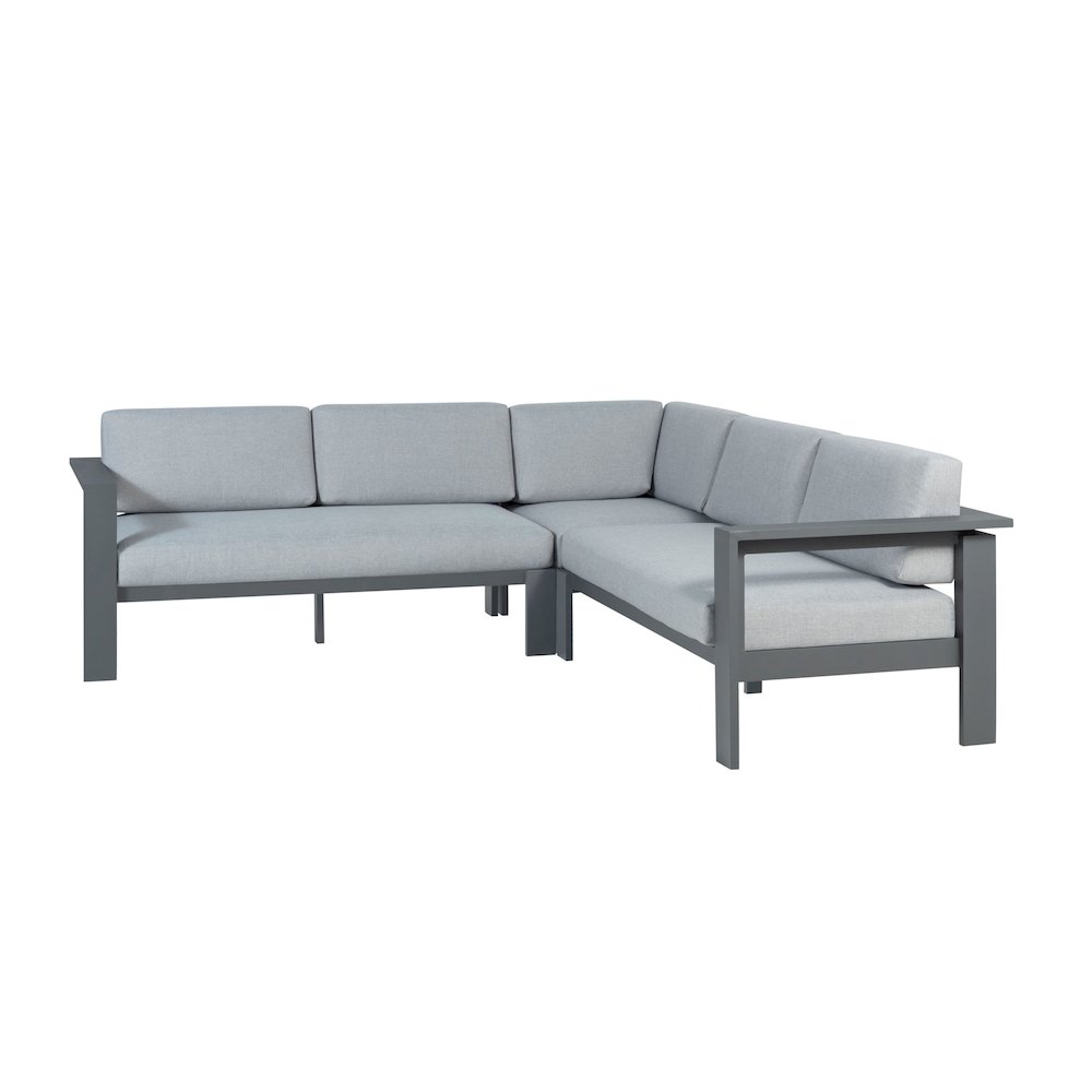 Sardinia Aluminum Frame Outdoor Sectional Sofa - Gray. Picture 3