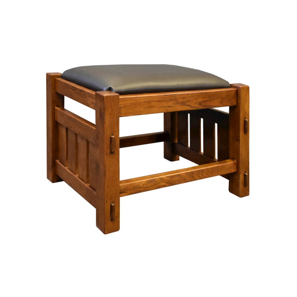 Mission Oak Foot Stool - Wide Spindles- Michael's Cherry. Picture 1