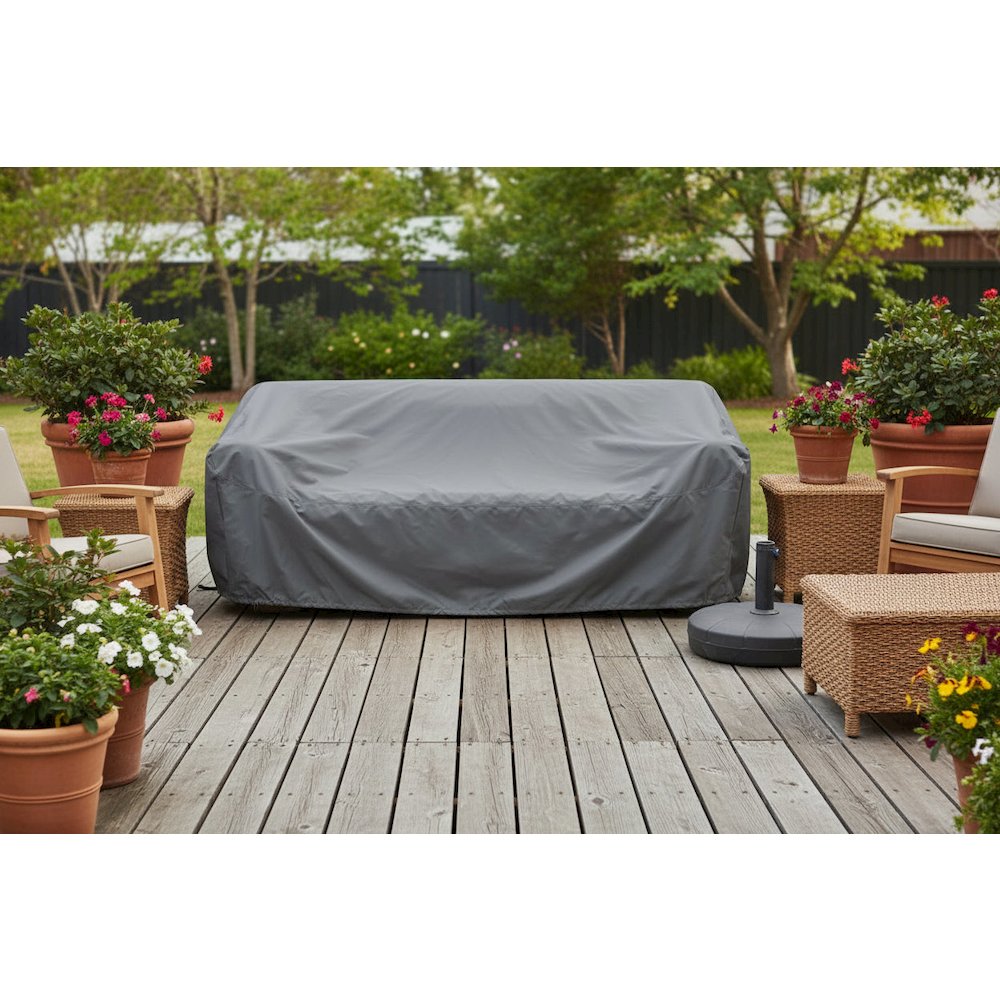 Serene Outdoor Sofa - 83", Cream Bouclé All-Weather. Picture 5