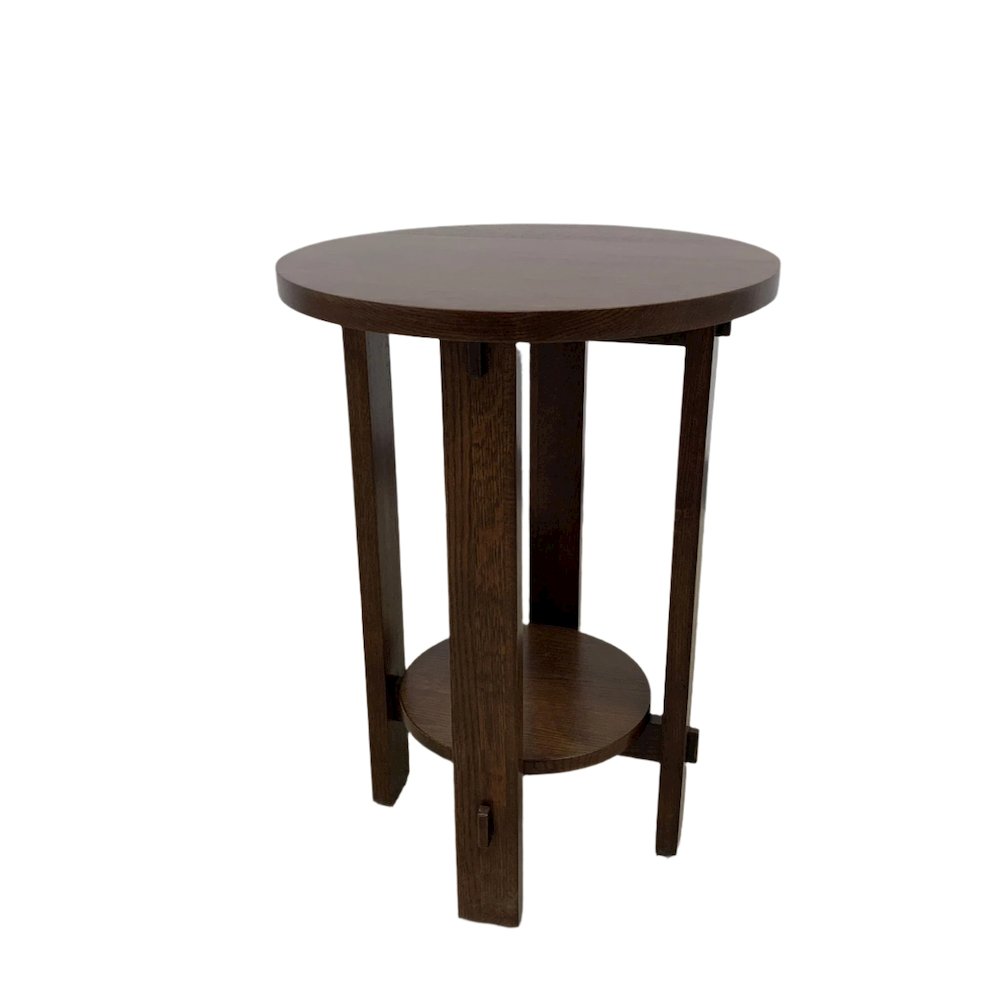 Mission Style Oak Round End Table - Michael's Cherry. Picture 1