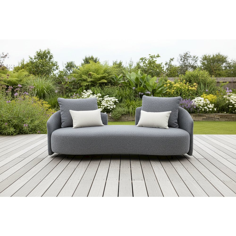 Serene Outdoor Modern Sofa - 83",  Gray Bouclé All-Weather. Picture 8
