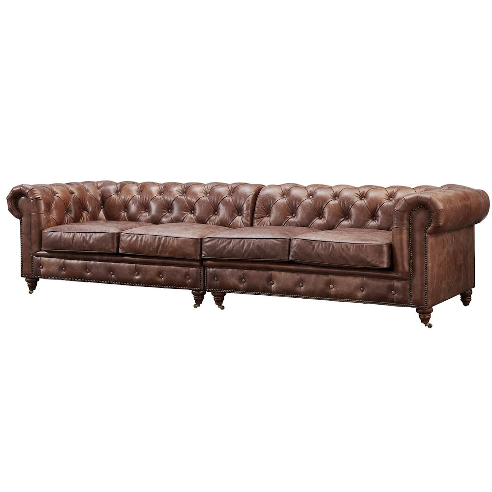 Century Chesterfield Sofa - Dark Brown Leather - 118". Picture 1