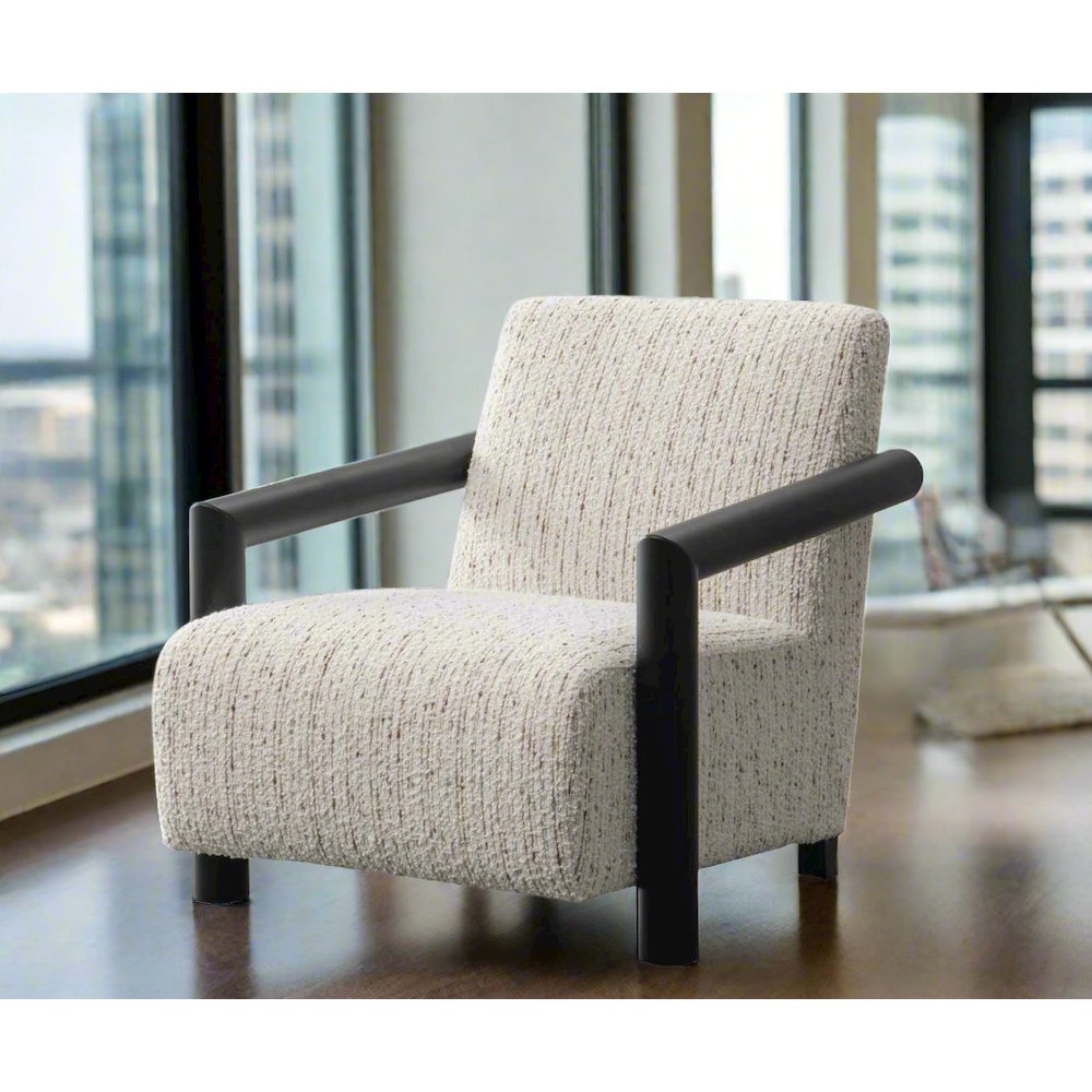 Nora Collection Mid-Century Modern  Arm Chair - Ivory. Picture 6
