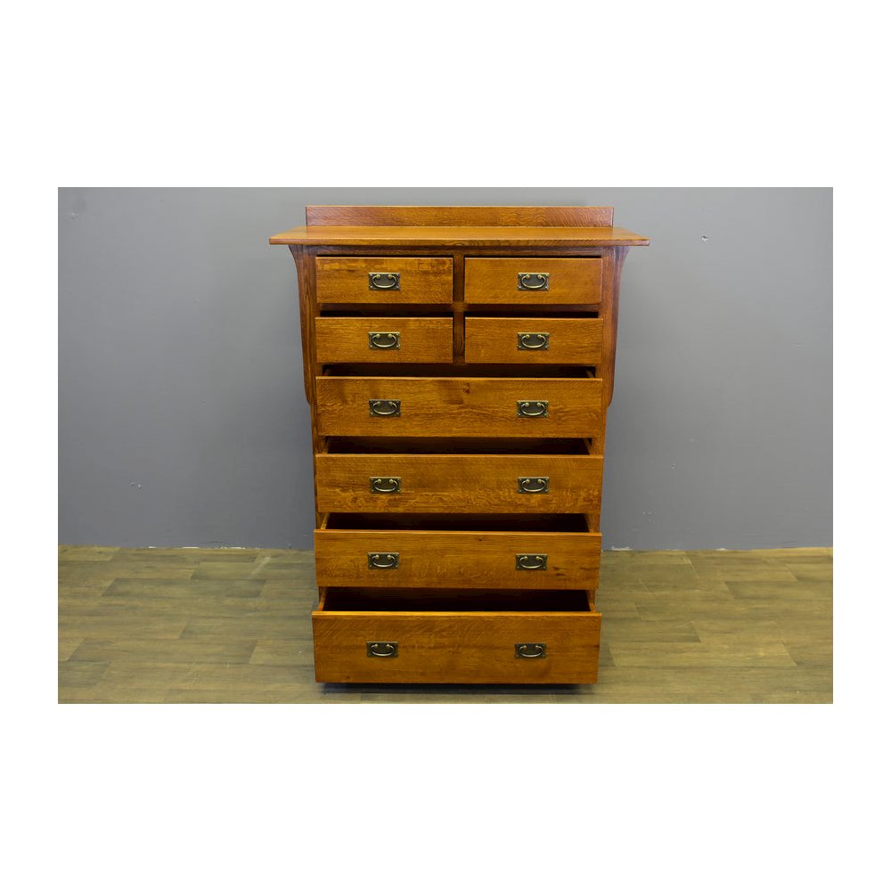 Mission Solid Oak 8 Drawer Dresser - Michael's Cherry. Picture 3