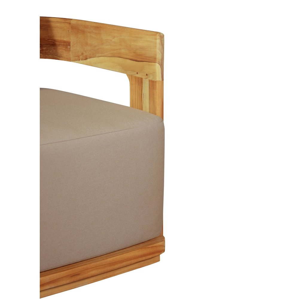 Eclipse Outdoor Solid Teak Wood  Chair - Light Brown Fabric. Picture 4