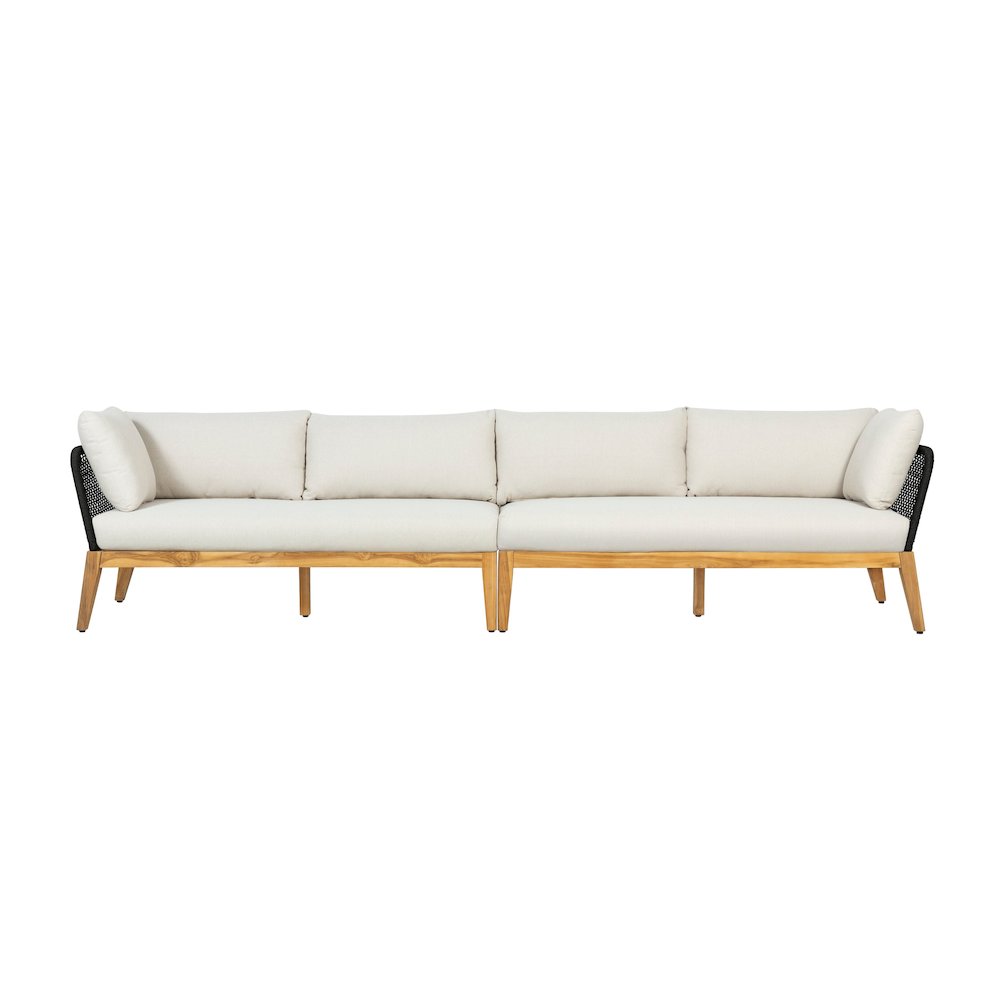 Cypress Teak Wood 128" Sofa with Black Color Rope Design. Picture 1