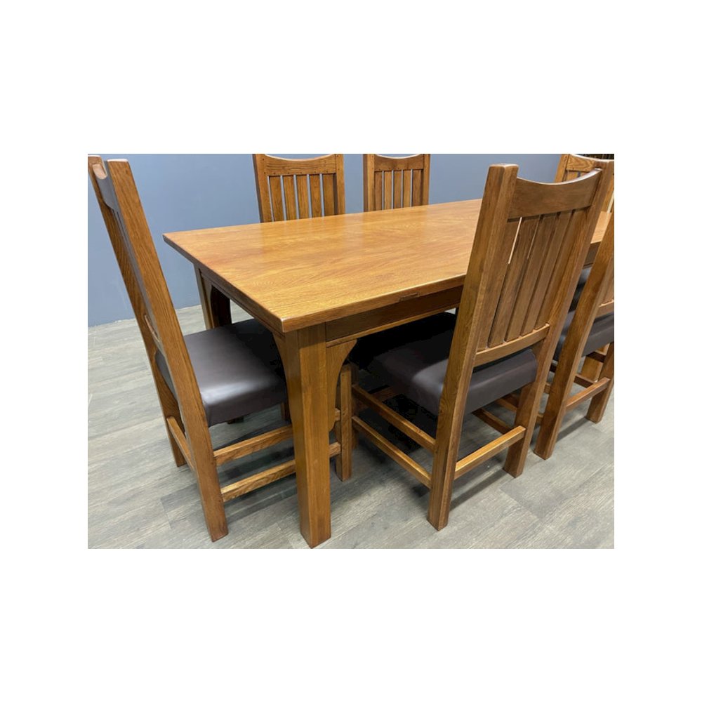Mission 70" Solid Oak Dining Table Set With 6 #240 Chairs. Picture 3