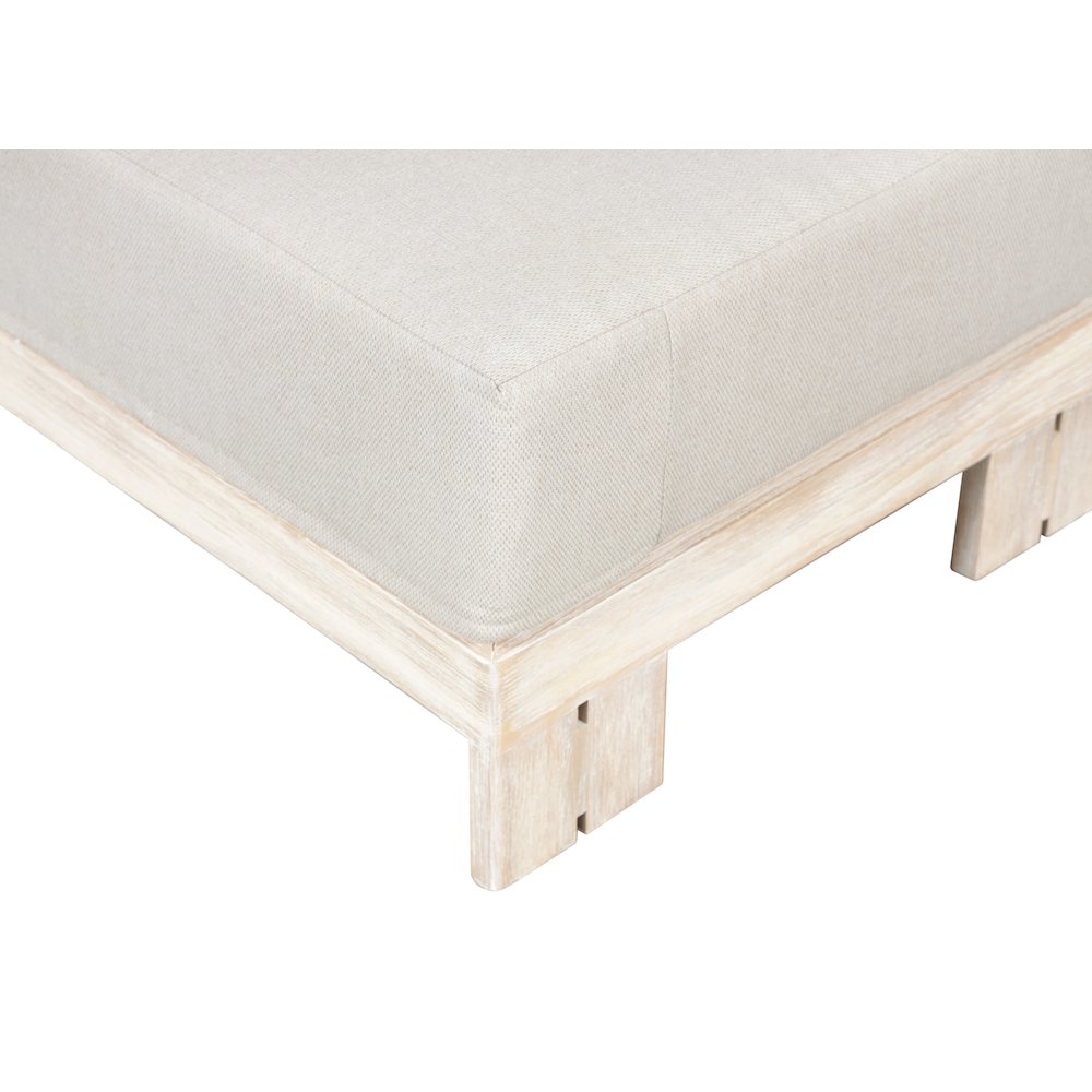 Paradiso Outdoor Teak Natural Look Ottoman - Gray Fabric. Picture 3
