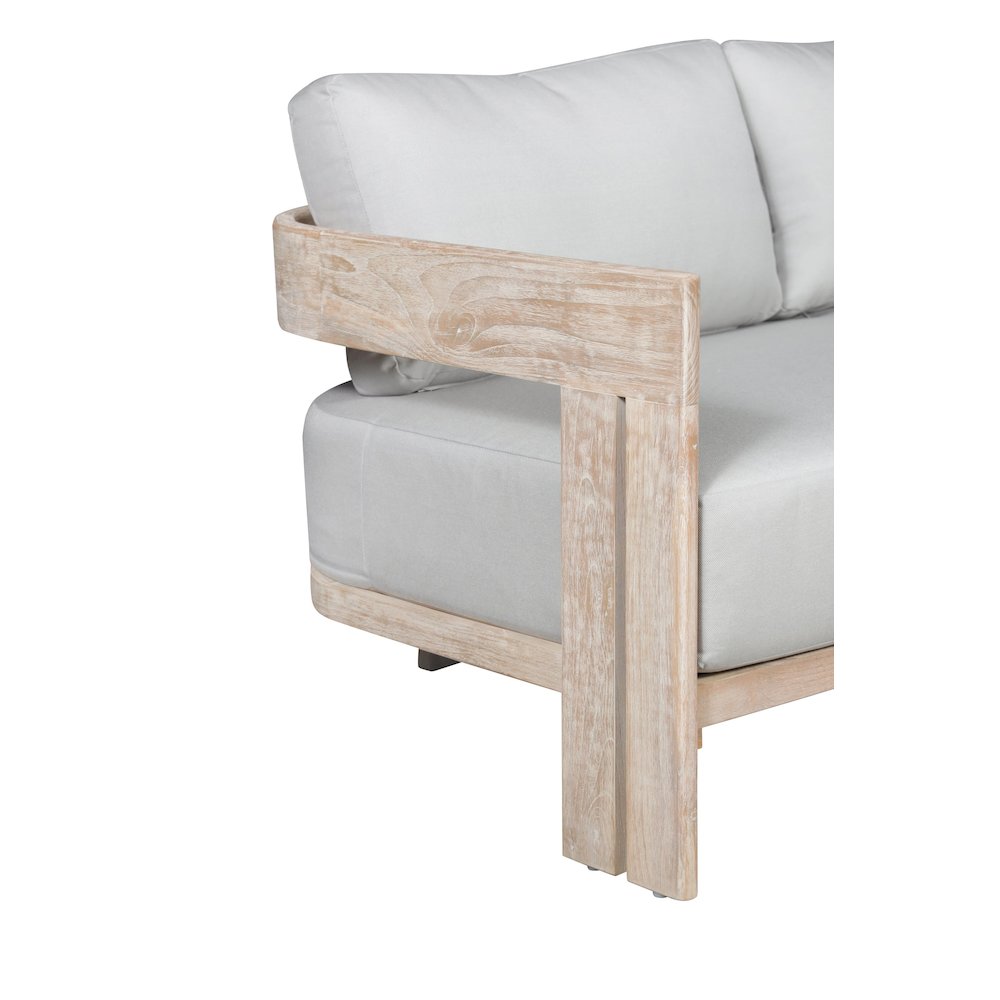 Paradiso Teak Wood Sofa Natural Look - Light Grey Fabric. Picture 3