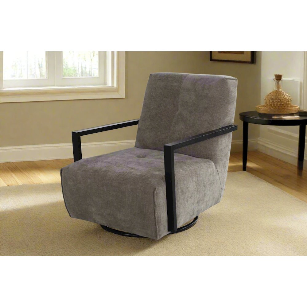 Linea Collection Modern Swivel Arm Chair - Gray. Picture 5