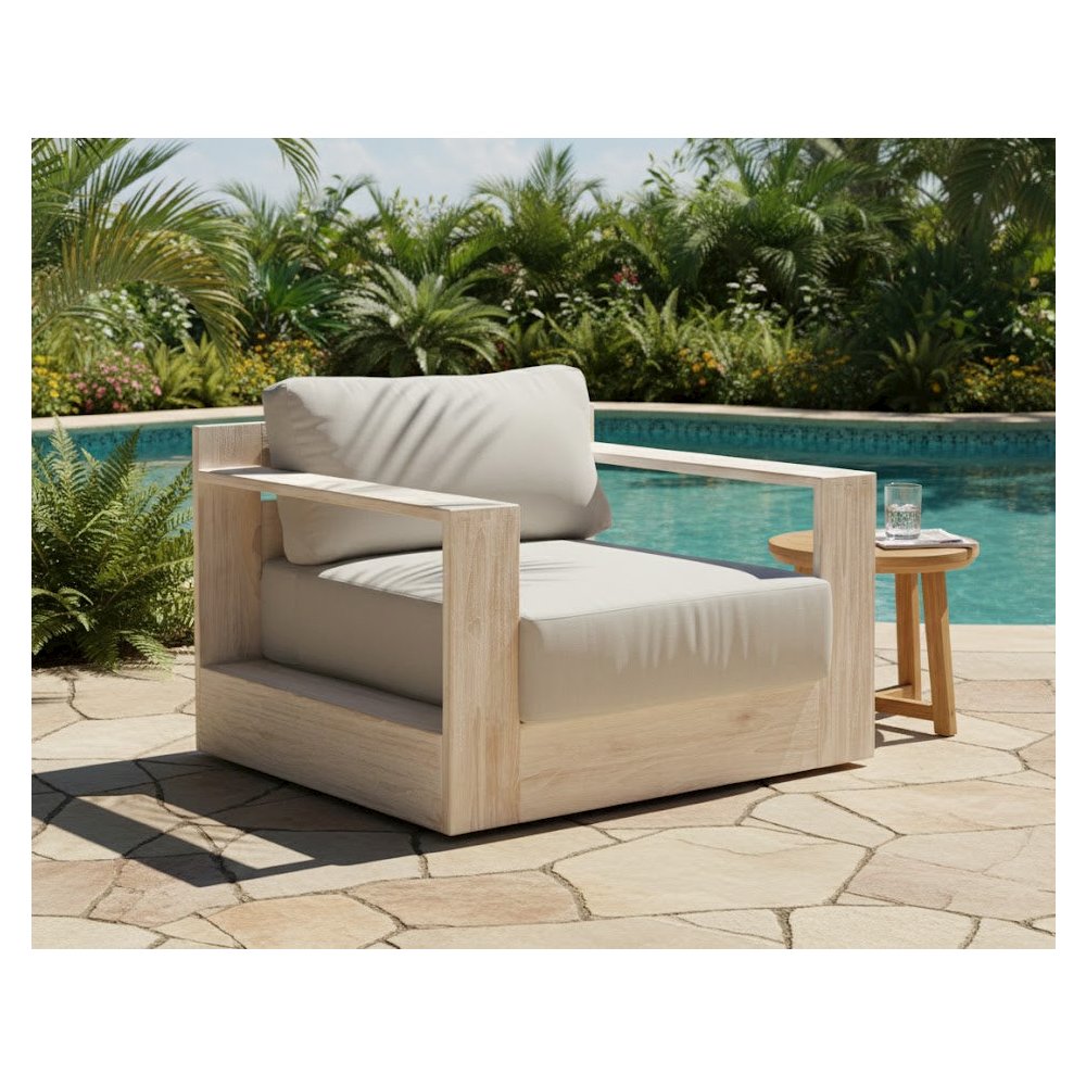 Imperial Grove Outdoor Teak Natural Finish Revolving Chair. Picture 5