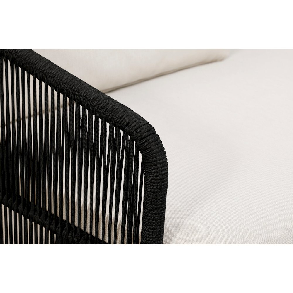Alpine Teak Wood Outdoor Sofa with Black Rope Design. Picture 5