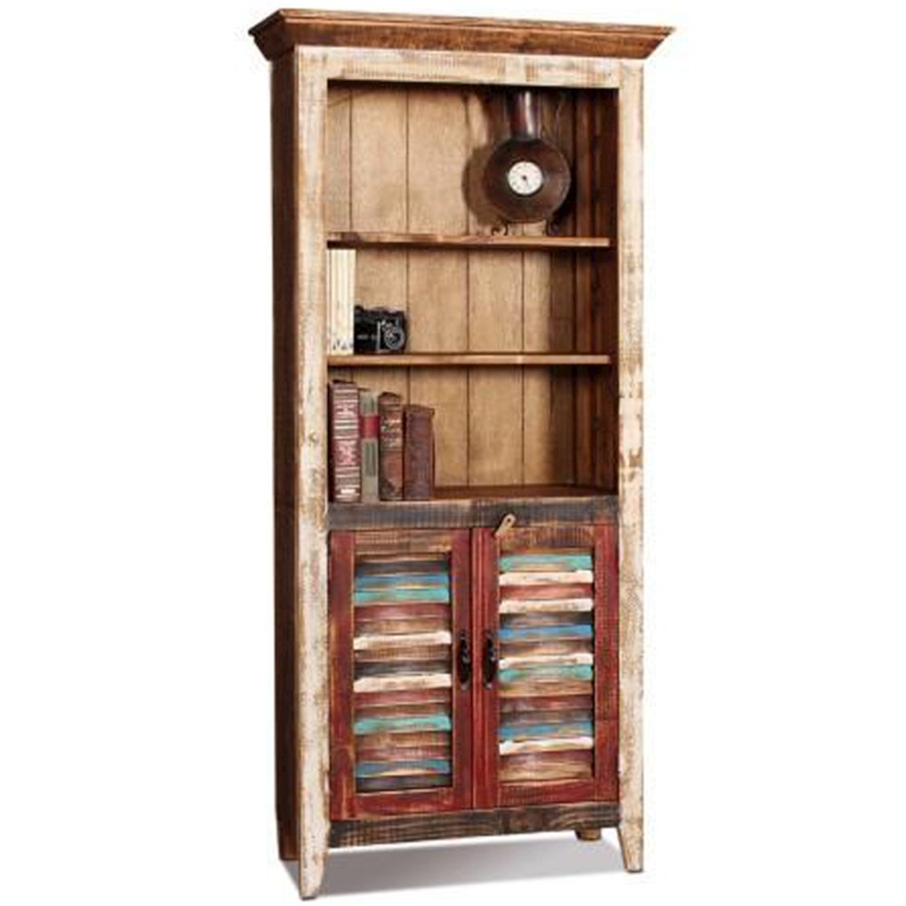 La Boca Solid Pine Wood Shutter Door Bookcase. Picture 1