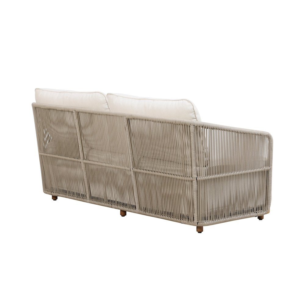 Alpine Teak Wood Outdoor Loveseat with Gray Rope Design. Picture 7
