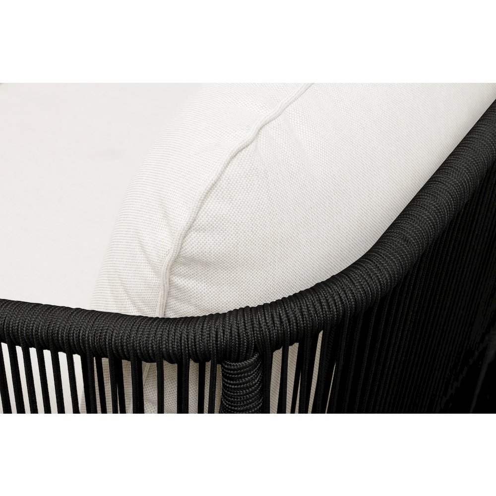 Alpine Teak Wood Outdoor Loveseat with Black Rope Design. Picture 5