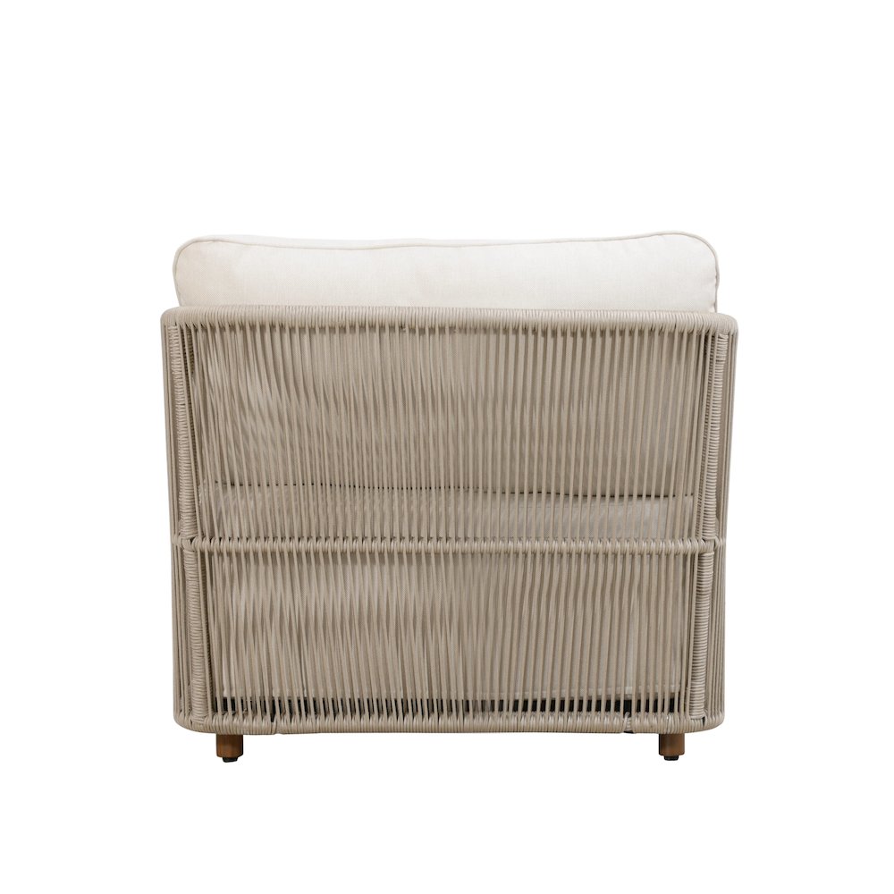 Alpine Teak Wood Outdoor Arm Chair with Biege Rope Design. Picture 4